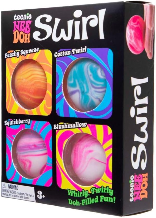 Schylling NeeDoh Teenie Swirl 4 Pack - Sensory Squeeze Toy - 1.5 in Diameter - Colors May Vary