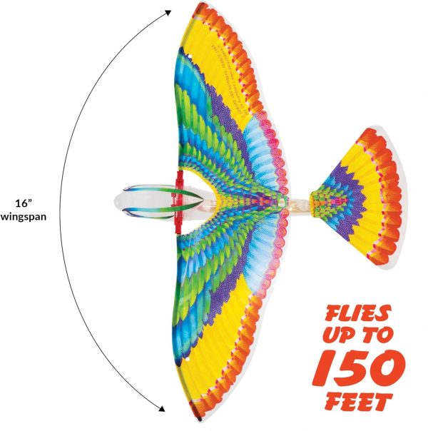Schylling Tim Bird Flying Toy - Rubberband-Powered Mechanical Bird that Really Flies - Wings Flap and Flies 50 Feet - Ages 7 and Up